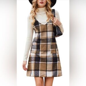 CUPSHE Plaid Overall Dress